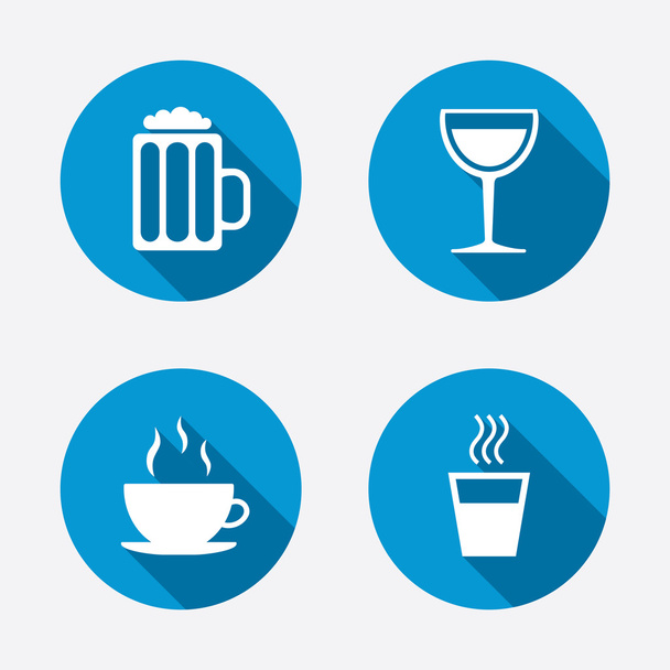 Coffee cup, glass of beer icons. - Vektor, Bild
