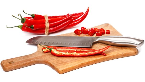 Chili pepper and knife - Foto, Imagen
