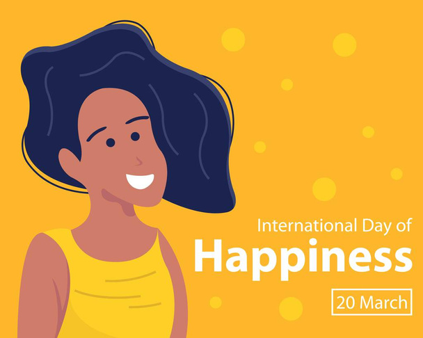 illustrazione grafica vettoriale di un adolescente riso felicemente, perfetto per il giorno internazionale, giorno internazionale della felicità, celebrare, biglietto di auguri, eccetera. - Vettoriali, immagini