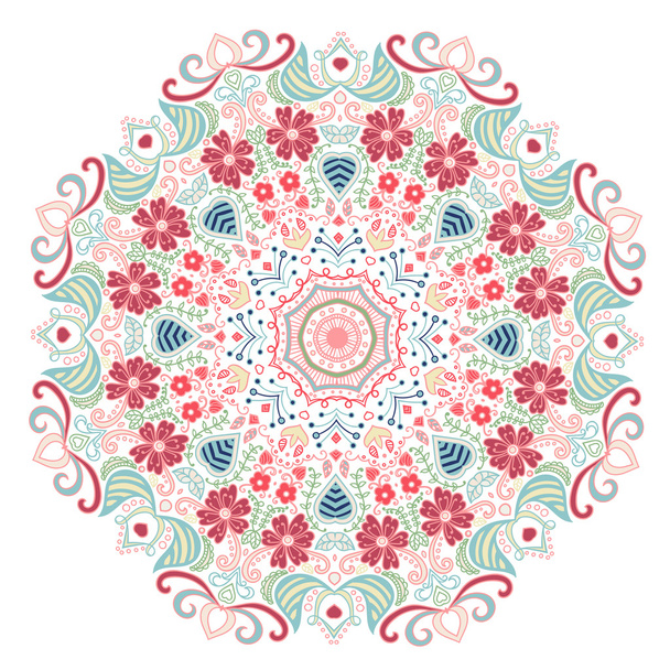Round pattern with flowers - Vettoriali, immagini