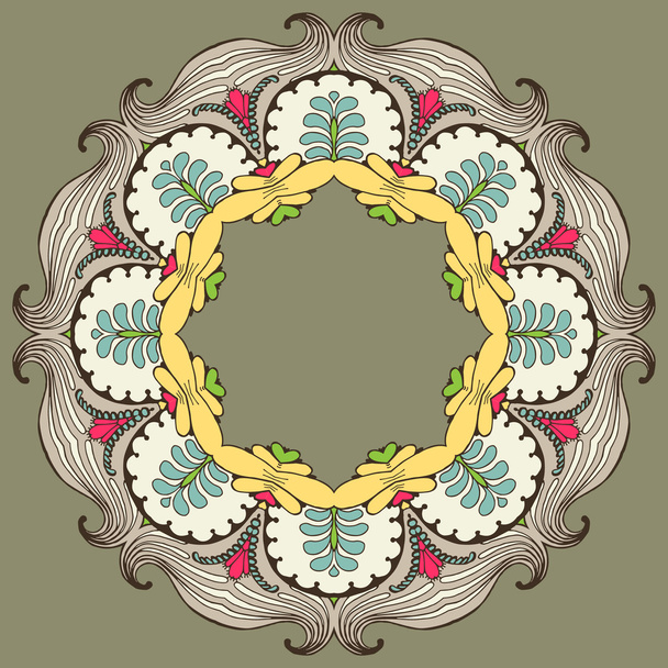 Circular Floral Ornament - Вектор,изображение
