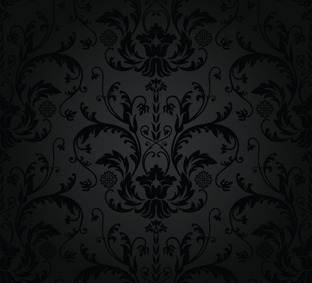 Charcoal seamless floral wallpaper - ベクター画像