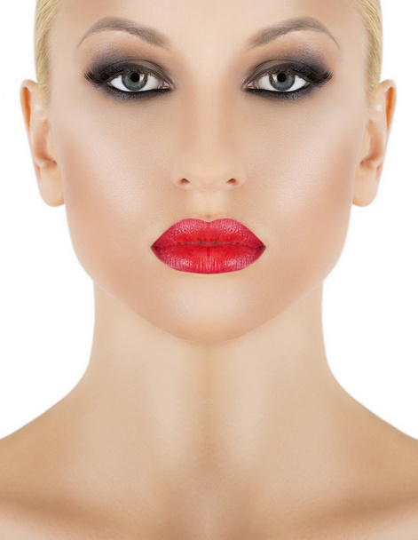 sexy Lippen. Schönheit rote Lippe Make-up Detail. - Foto, Bild