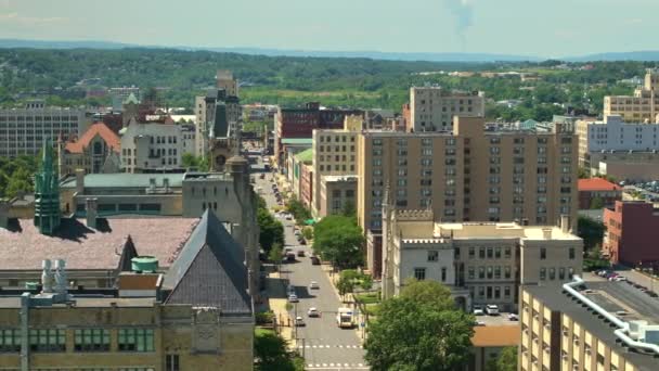 Historiallinen amerikkalainen arkkitehtuuri Scranton, vanha historiallinen kaupunki Pennsylvaniassa. Yhdysvallat North Eastern citycape. - Materiaali, video