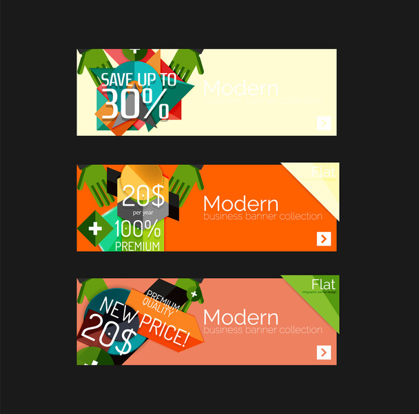 Banner mit Aufklebern, Etiketten und Elementen zum Verkauf - Vektor, Bild