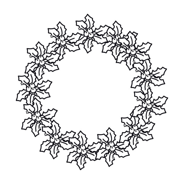 Joulun kasvitieteellinen vehreys kasvit ympyrä seppele. Loputon rakenne lahjakortti, kortti tai kutsuja, web banneri, leikekirja. Vektori loma tausta. - Vektori, kuva