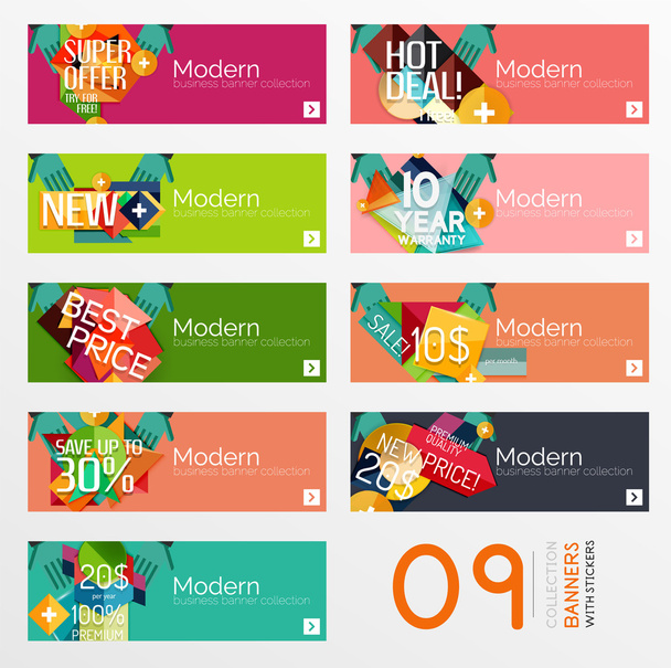 Set of banners with stickers, labels and elements for sale - Vector, Image