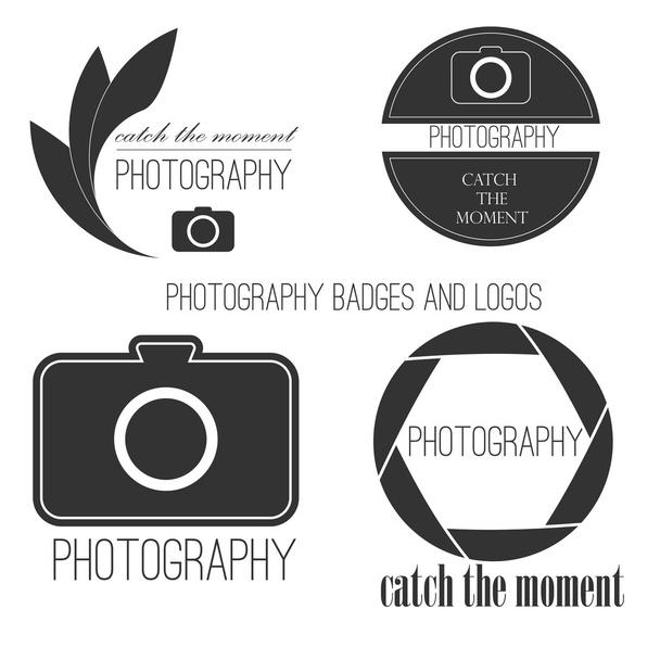 Διάνυσμα συλλογή λογότυπο πρότυπα φωτογραφίας. Photocam λογότυπα. Κονκάρδες εκλεκτής ποιότητας φωτογραφία και εικόνες. Ετικέτες φωτογραφία. - Διάνυσμα, εικόνα