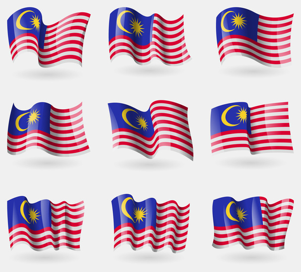 Σύνολο σημαιών Μαλαισία στον αέρα. Διάνυσμα - Διάνυσμα, εικόνα