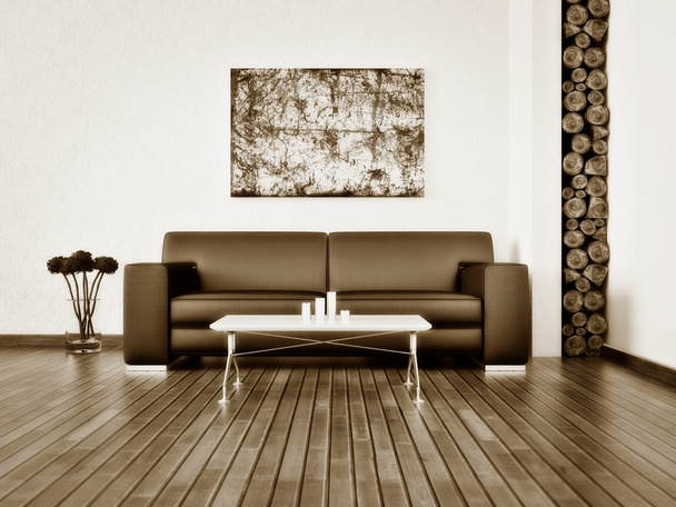 Quarto interior moderno com mobiliário agradável dentro
. - Foto, Imagem
