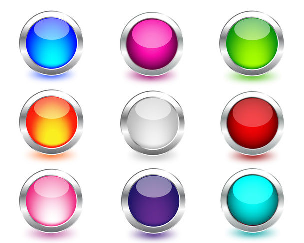 Круглые кнопки веб-цвета с отражением
 . - Вектор,изображение