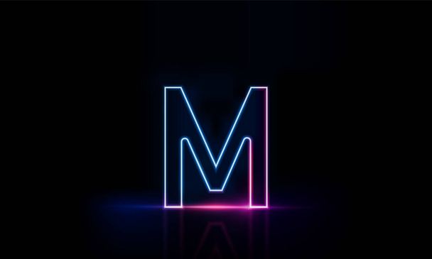 Abstract sports Light out technology and with Letter m English glowing in the dark, pink blue neon light Hitech communication concept innovation background,  vector design - Vector, Image