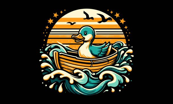 Entenreiten Boot auf See Vektor Artwork Design - Vektor, Bild