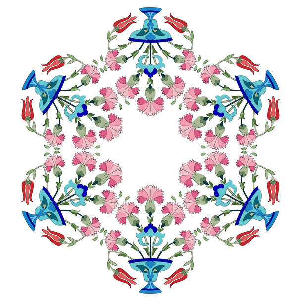 ottoman carnations and tulips version two - Vector, Image
