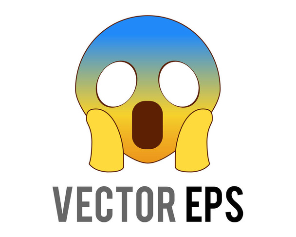 Verloop geel en blauw eng karakter gezicht pictogram - Vector, afbeelding