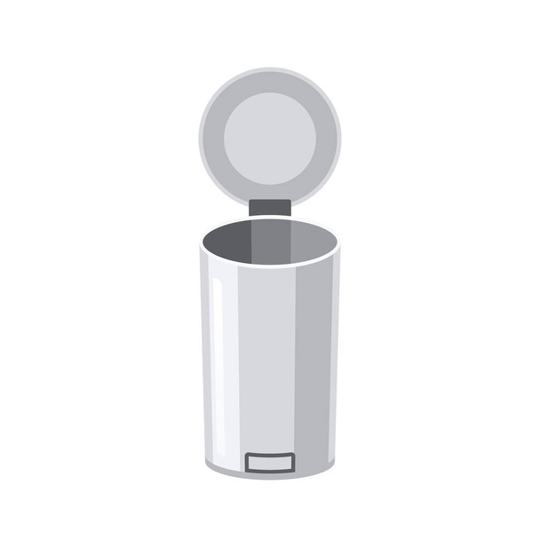 Street Metal Garbage Bin Is A Sturdy, Outdoor Container Designed To Hold Waste Generated By Pedestrians. It Has A Hinged Lid And Steel Container. Park Litter Can. Cartoon Vector Illustration - Vector, Image