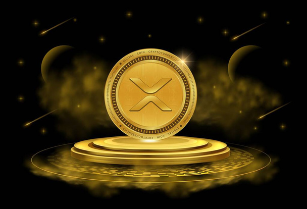 ripple-xpr virtual currency images on digital background. 3d illustrations. - Photo, Image