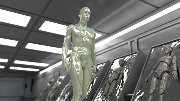 3D renderelés. Humanoid figurák és szicfi jelenet - Fotó, kép