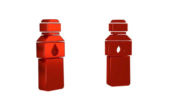 Czerwona butelka ikony wody odizolowana na przezroczystym tle. Znak napoju sodowego. . - Zdjęcie, obraz