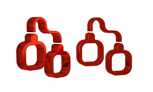 Red Handcuffs icon isolated on transparent background. . - Photo, Image