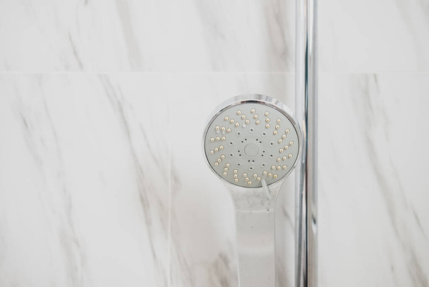 Close up shower in the bathroom. Luxury chromed shower - Photo, Image