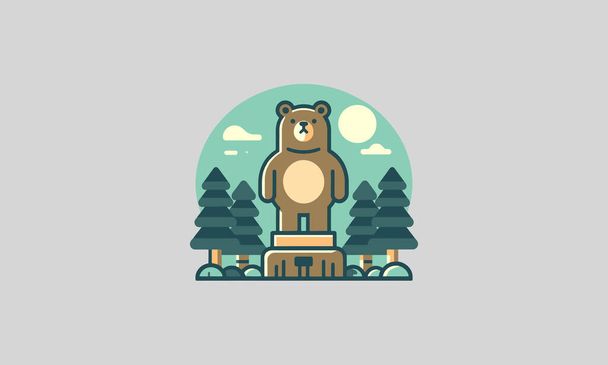 bear on forest vector flat design - Vector, Image