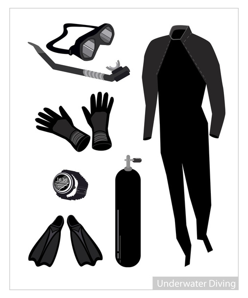 Přístrojové potápění zařízení na bílém pozadí - Vektor, obrázek
