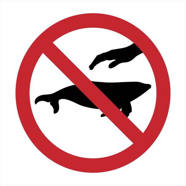 Векторный силуэт не трогать китов след на белом фоне. Символ сухого закона. - Вектор,изображение