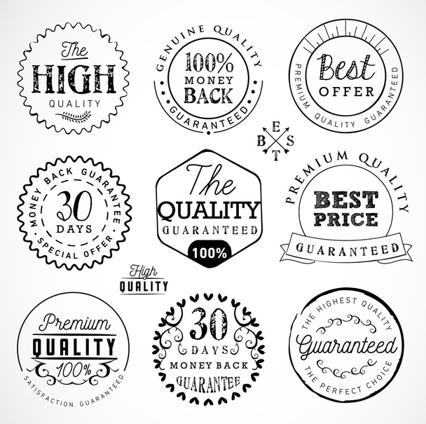 Badges et étiquettes de qualité supérieure dans un style vintage
 - Vecteur, image