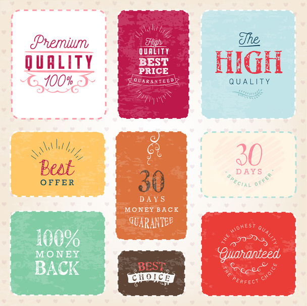 Colorful Premium Quality Badges and Design Elements in Vintage Style - Vektor, Bild