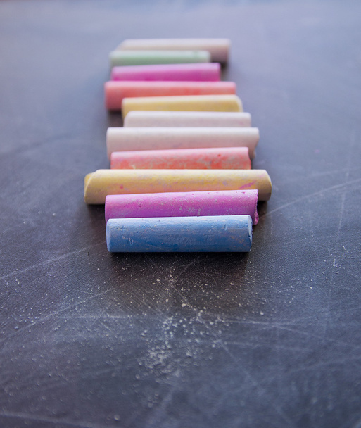 colored chalk on the chalkboard - Photo, Image