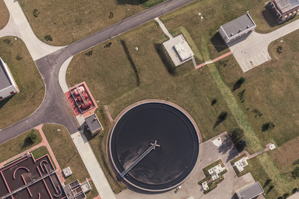Aerial view of sewage treatment plant - Fotó, kép