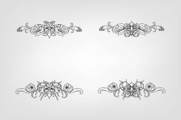 Classical Baroque Filigree Decoration Ornament Vintage Floral Border Style Antique Art Retro. sets with vector vintage wedding ornaments, frames and borders in decorative classic style for your wedding invitations, menus, cards, etc. - Photo, Image