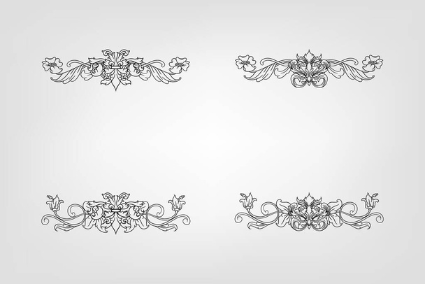Classical Baroque Filigree Decoration Ornament Vintage Floral Border Style Antique Art Retro. sets with vector vintage wedding ornaments, frames and borders in decorative classic style for your wedding invitations, menus, cards, etc. - Photo, Image