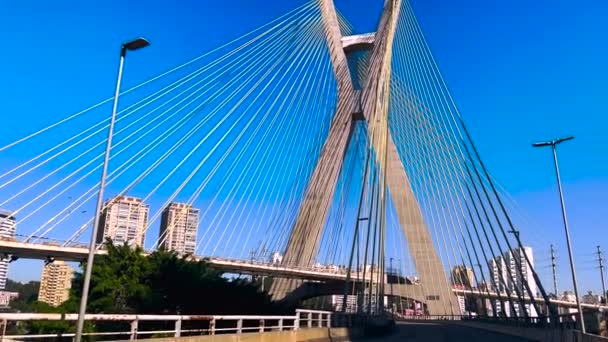 Závěsný most. Cable-stayed bridge in the world. Město Sao Paulo, stát Sao Paulo, Brazílie. - Záběry, video