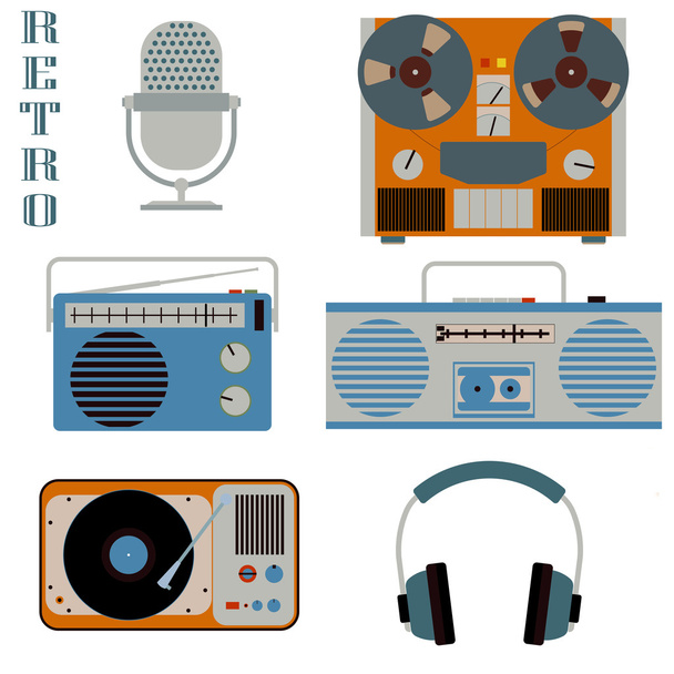Retro media technology icons - Foto, afbeelding