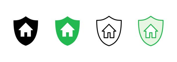 Icona di assicurazione domestica impostata. icona di protezione domestica - Vettoriali, immagini