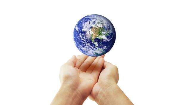 Glass globe in hand,Energy saving concept, Elements of this image furnished by NASA - Photo, Image