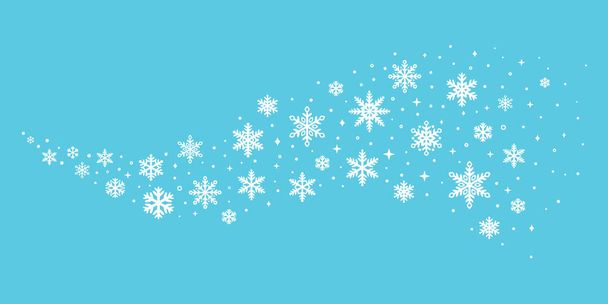Синий зимний вихрь векторный фон со снежинками, рисунок снежинки ручной работы - Вектор,изображение