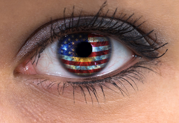 жіноче око з прапором США
 - Фото, зображення