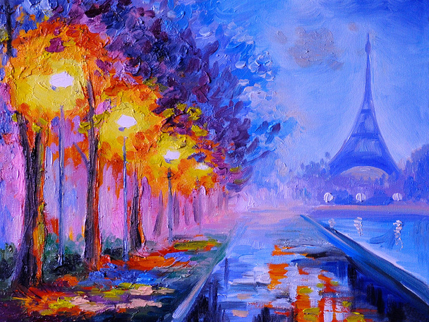 Peinture à l'huile de tour Eiffel, france, œuvre d'art
 - Photo, image