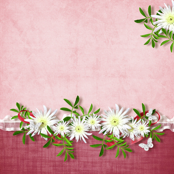 Card for the holiday  with  flowers on the abstract background - Foto, Imagem