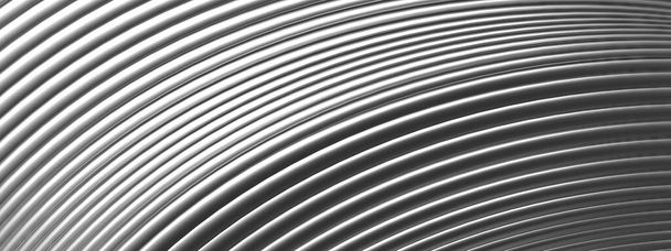 Plata, banda ondulada de metal gris oscuro Lujoso, tranquilo, elegante y moderno 3D Renderizado fondo abstracto Alta calidad 3d ilustración - Foto, Imagen
