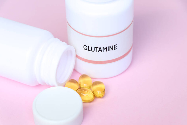 GLUTAMINE in a bottle, Food supplements for health, Health and beauty product - Photo, Image
