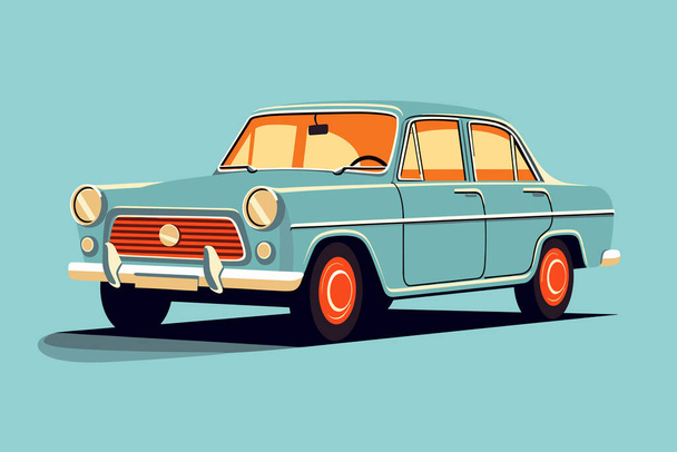 Venäläisen vintage-auton vektorikuvaus. Retro auton juliste - Vektori, kuva