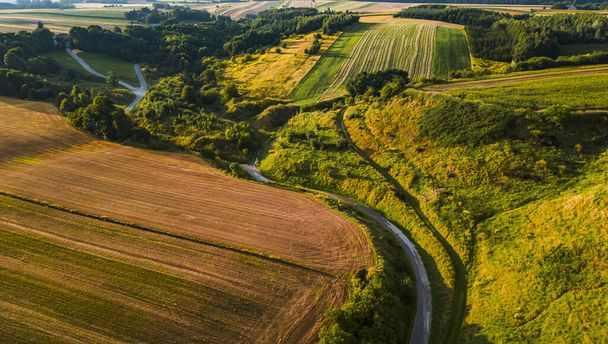 Aerial view of the fields of Grodzisk Stradw, Poland - Photo, Image