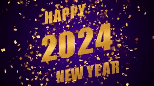 Feliz año nuevo 2024 con la explosión de Confetti - Imágenes, Vídeo