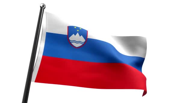 Словения - флаг на белом фоне - 3D анимация 4k (3840 x 2160 px) - Кадры, видео