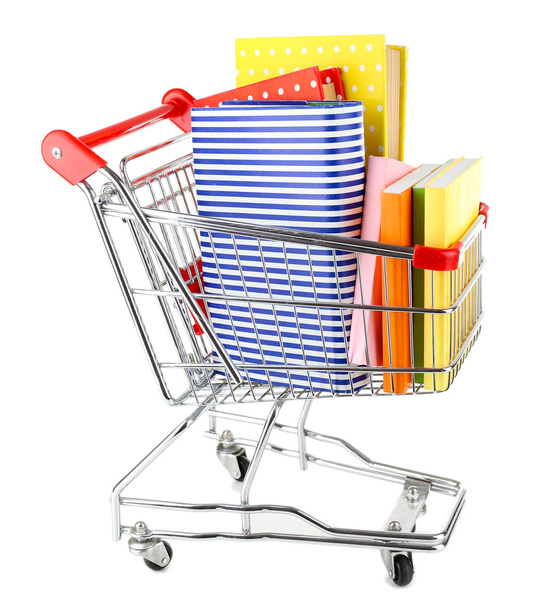 Shopping cart with books - Фото, изображение