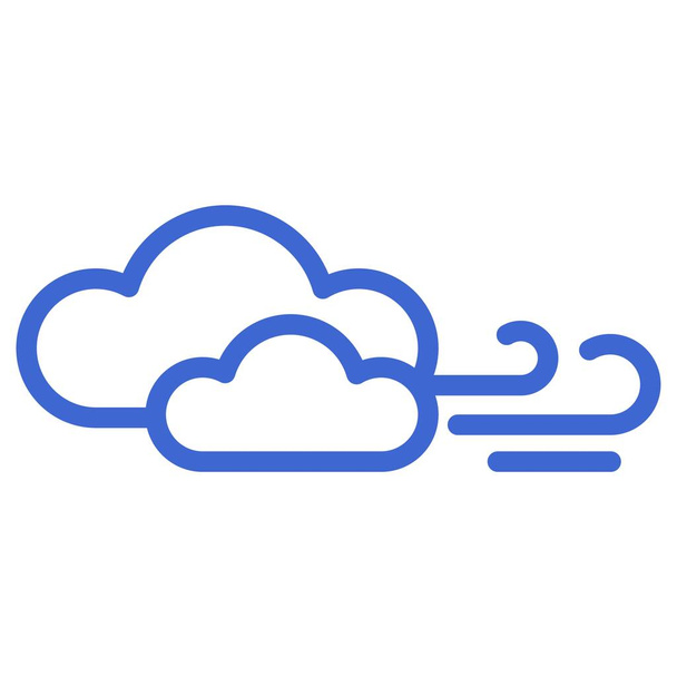Ikone von Wolken und Wind für Wettervorhersage-App auf weißem Hintergrund - Vektor, Bild